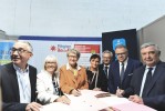 De gauche à droite : Michel Bisson, président de l'Agglomération Grand Paris Sud ; Valérie Lacroute, vice-présidente du Conseil régional d'Île-de-France ; Line Magne, maire de Moissy-Cramayel ; Marie-Line Pichery, présidente du Conseil d'administration de 