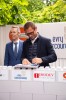 Signature première pierre, Stéphane Beaudet, Maire d'Evry-Courcouronnes et Ghislain Pironneau, fondateur d'IMODEV.